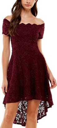 Juniors' Off-The-Shoulder Fit & Flare Dress