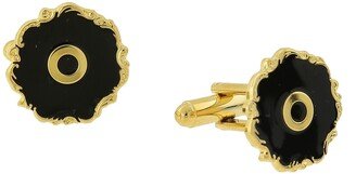 Jewelry 14K Gold-Plated Enamel Initial O Cufflinks