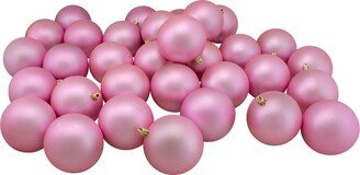 Northlight 32ct Shatterproof Matte Christmas Ball Ornament Set 3.25 - Pink