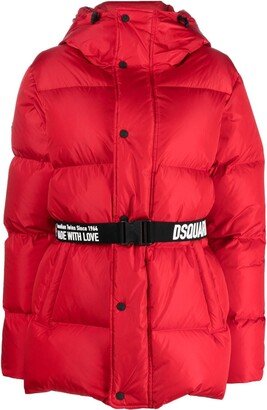 Hooded Belted Puffer Jacket