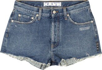 Blue Denim Frayed Shorts