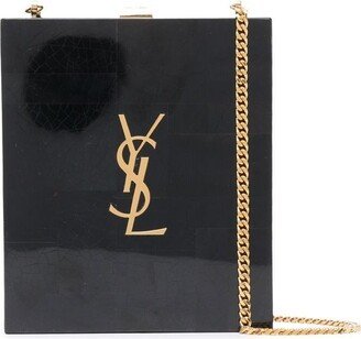 Logo-Plaque Cracked Clutch Bag