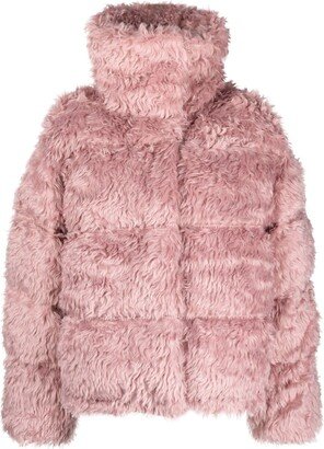 Funnel-Neck Padded Faux-Fur Jacket