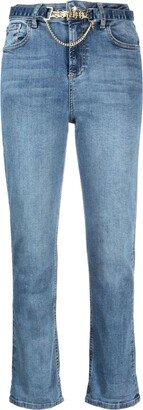 Belted Cropped Jeans-AA