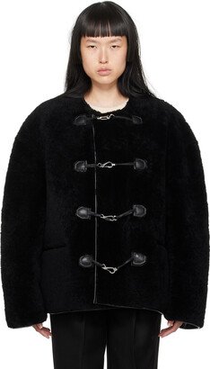 Black Lanyard Shearling Jacket