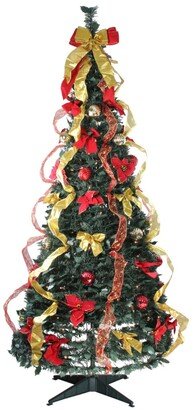 Northlight 6' Pre-Lit Gold and Red Decorated Pop-Up Artificial Christmas Tree - Clear Lights