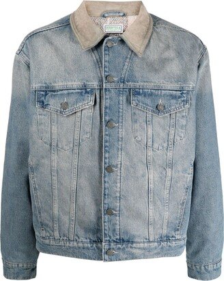 GUESS USA Suede-Collar Denim Jacket