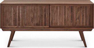 Eternity Modern Strathcona Contemporary Walnut Wood Media Cabinet / Solid Walnut