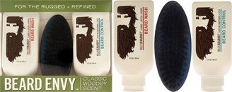 Beard Envy Kit by for Men - 3 Pc 3oz Beard Wash, 3oz Beard Control, Brush