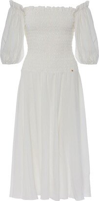 Nissa Off-Shoulder Viscose White Dress