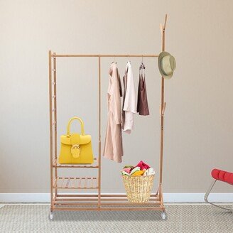 Free Standing Closet Organizer Bamboo Hanging Stand