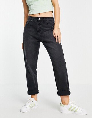 Don't Think Twice DTT Veron relaxed fit mom jeans in washed black-AA