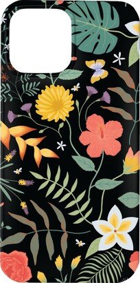 Custom Iphone Cases: Hawaii Floral - Black Phone Case, Silicone Liner Case, Matte, Iphone 13 Pro Max, Multicolor