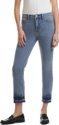 Tie Dye Hem Ankle Straight Leg Jeans