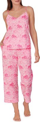 Print Organic Cotton Poplin Crop Pajamas-AA