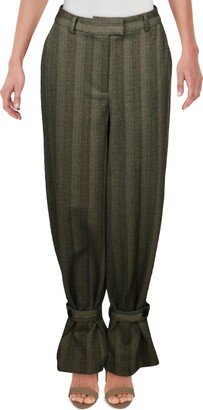 Womens Striped Belt Wide Leg Pants