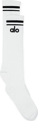 Women's Knee-High Throwback Socks in White/Black, Size: S/M (5-7.5)