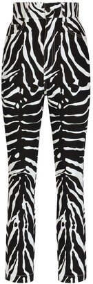 Zebra Print High-Waisted Trousers