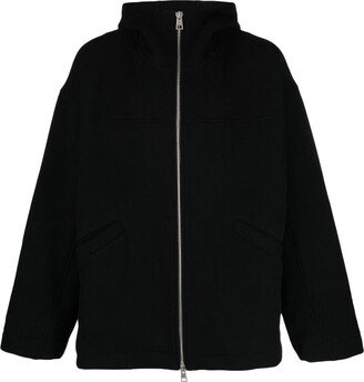 Virgin-Wool Blend Hooded Jacket