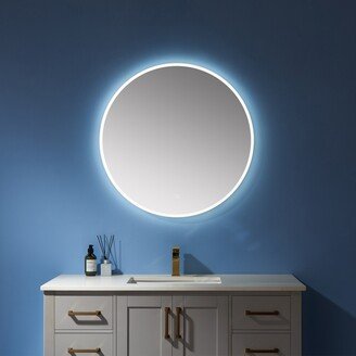 32''Modern & Contemporary Frameless Lighted Round Bathroom Mirror - Glass