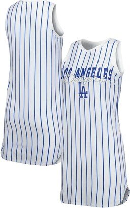 Women's Concepts Sport White Los Angeles Dodgers Reel Pinstripe Knit Sleeveless Nightshirt