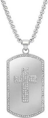 Anthony Jacobs Stainless Steel & Simulated Diamond Cross Pendant