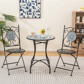 3pcs Patio Bistro Set Mosaic Pattern Heavy-Duty Metal Dining - Seee Details