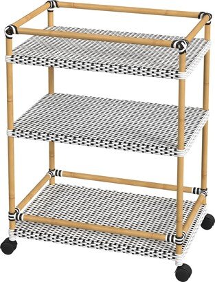 Tobias Outdoor Rattan and Metal 3- Tier Rattan Bar Cart