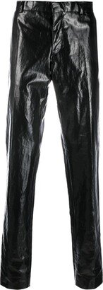 Sharp vinyl-finish straight-leg trousers
