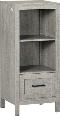 kleankin Bathroom Storage Cabinet, Small Floor Cabinet with Open Compartments and Drawer for Living Room and Playroom, Gray