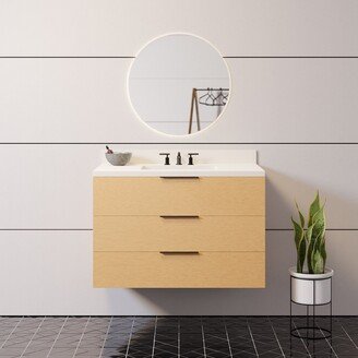 Kitchen Bath Collection KitchenBathCollection Oslo 36 Floating Wall-Mounted Bathroom Vanity with Matte White Top