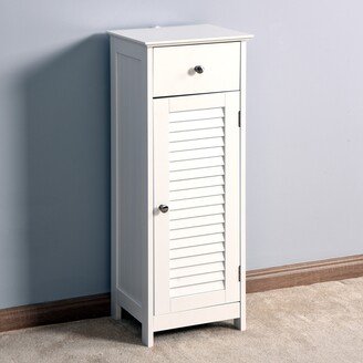 White Bathroom Storage Floor Cabinet with Drawer