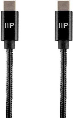 Monoprice USB 2.0 Type-C to Type-C Charge and Sync Nylon-Braid Cable - 6 Feet - Black | Fast Charging, Aluminum Connectors, Stay Synced - Palette