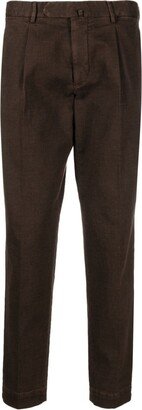 Checked Cotton-Blend Tapered Trousers