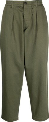 Elasticated-Waistband Tapered Trousers-AI