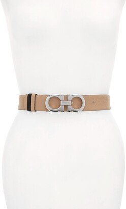 Reversible Gancini Calfskin Leather Belt