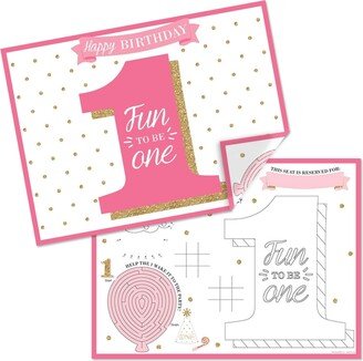 Big Dot Of Happiness 1st Birthday Girl - Fun to be One - Paper Coloring Activity Placemats - 16 ct