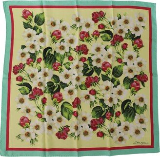 Multicolor Silk Floral Print Square Wrap Women's Scarf