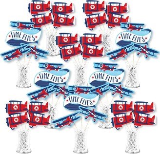 Big Dot Of Happiness Taking Flight - Airplane - Centerpiece Sticks - Showstopper Table Toppers 35 Pc