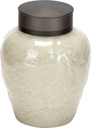 Oriarm Porcelain Tea Canisters, Loose Leaf Jars For Storage Tea, Ceramic Caddy With Embossed Dragon & Phoenix