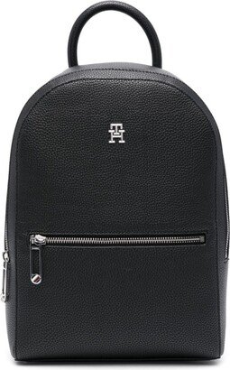 Logo-Plaque Faux-Leather Backpack