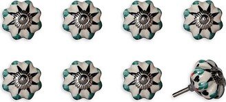 KNOB IT 8-Piece Hand Painted Colorblock Ceramic & Metal Knob Set-AA