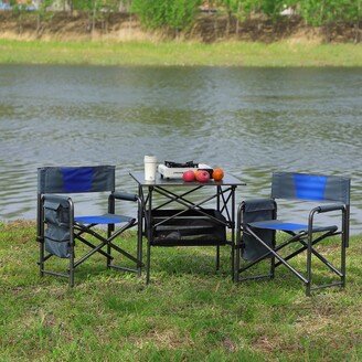 3 Pieces Folding Table and Chairs Set with 1 Square Table and 2 Chairs