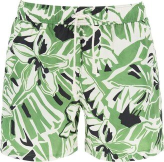 swimtrunks with hibiscus print