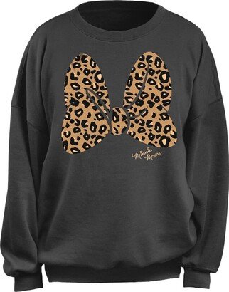 Women's Junior's Animal Print Bow Oversized Fleece-AC