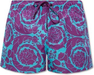 Baroque Pattern Drawstring Swim Shorts