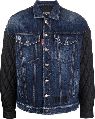 Contrast-Sleeve Denim Jacket