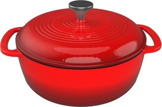 Hastings Home Cast Iron Enamel-Coated 6-Quart Dutch Oven With Lid - Red