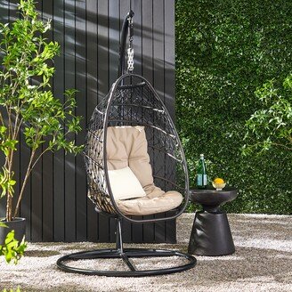 Elmcrest Outdoor Wicker and Rope Hanging Chair with Stand by 400 lb limit