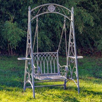 Zaer Ltd Iron Swing Chair in Blue Bronze - 60 L x 37 W x 86.5 H